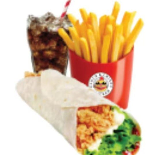 Chicken Wrap & French Fries & Soda.