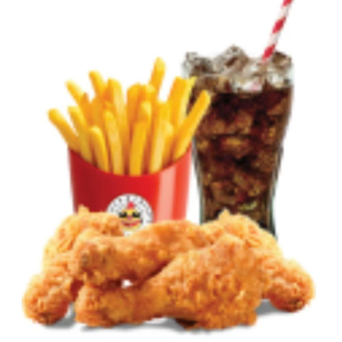 Fried Chicken Wings & French Fries & Soda.