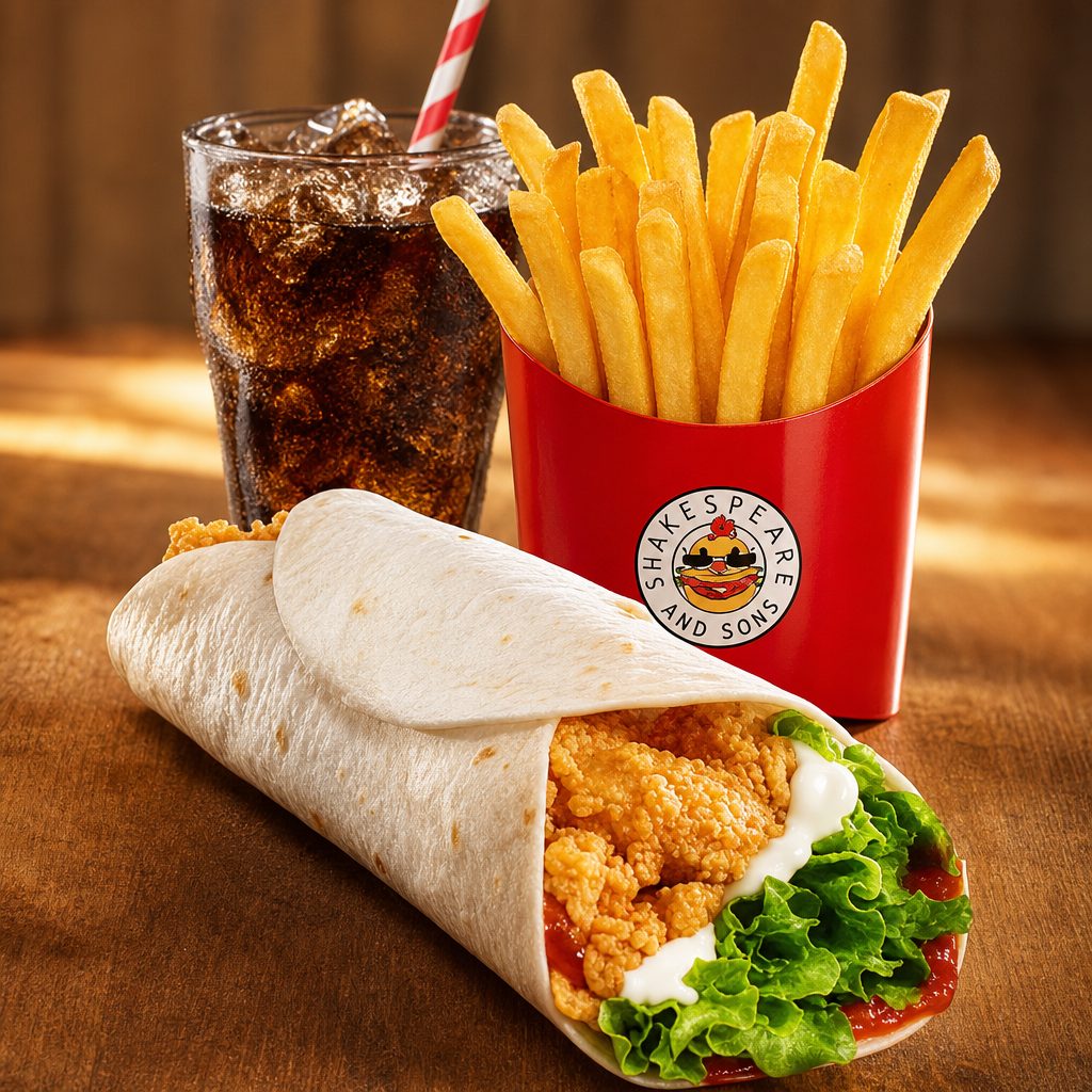 Chicken Wrap & French Fries & Soda Halal.