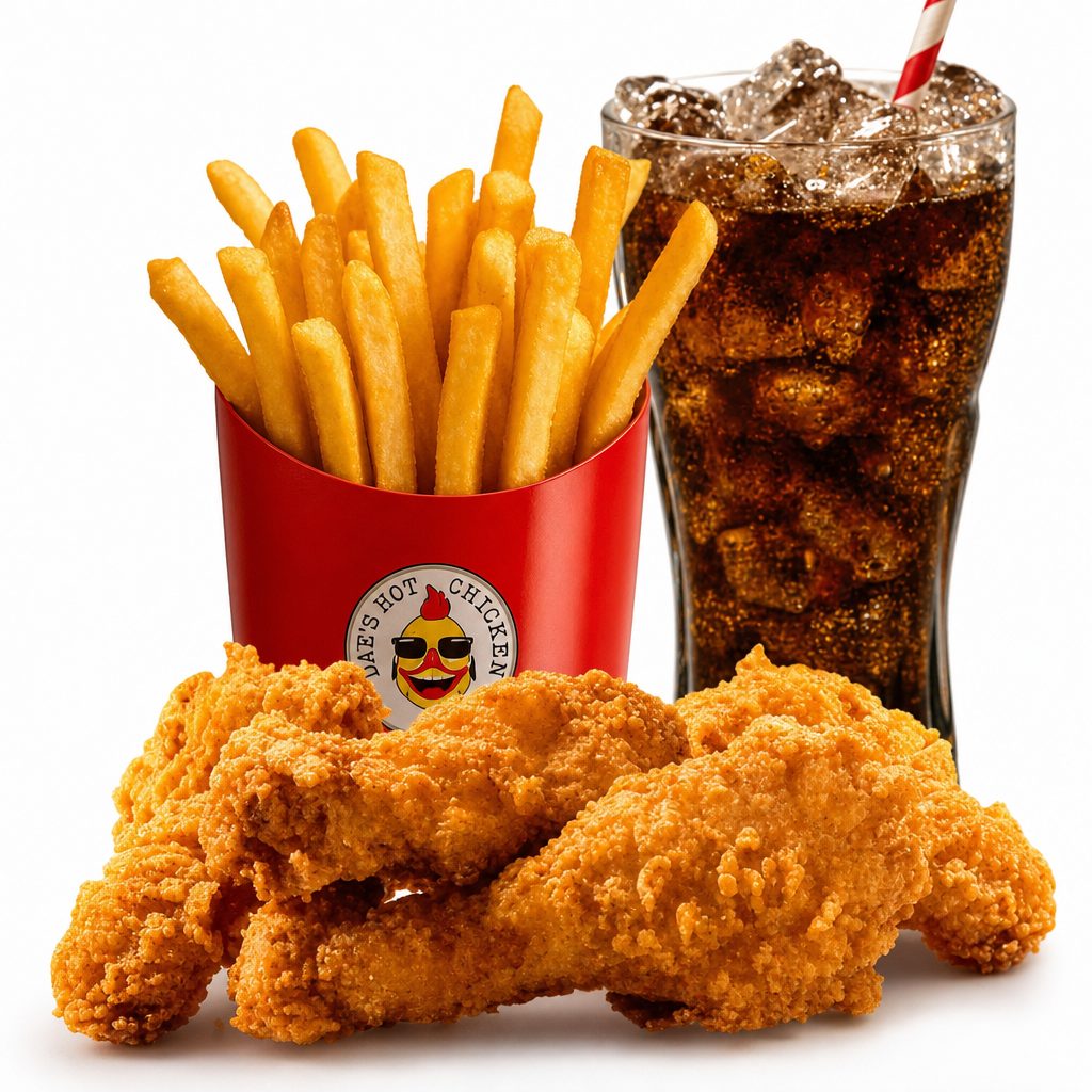 Fried Chicken Wings & French Fries & Soda.