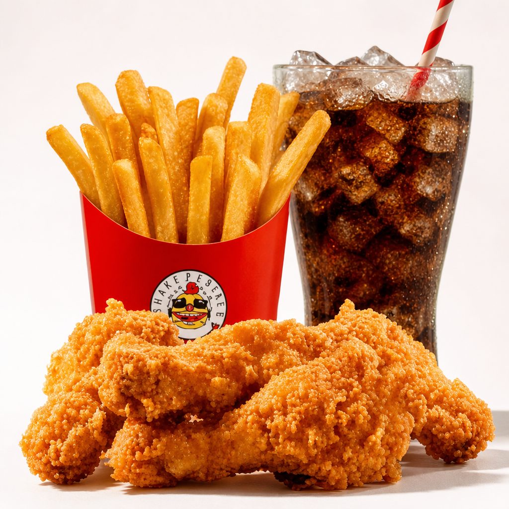 C3. Fried Chicken Drumsticks & French Fries & Soda.