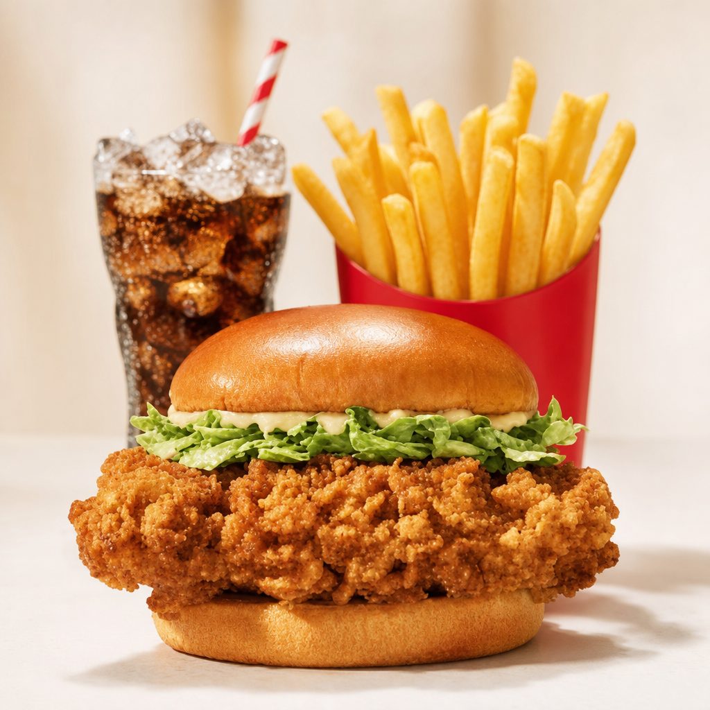 Chicken Sandwich & French Fries & Soda Halal.